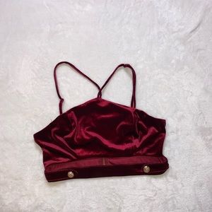 Burgundy stretch velvet crop top